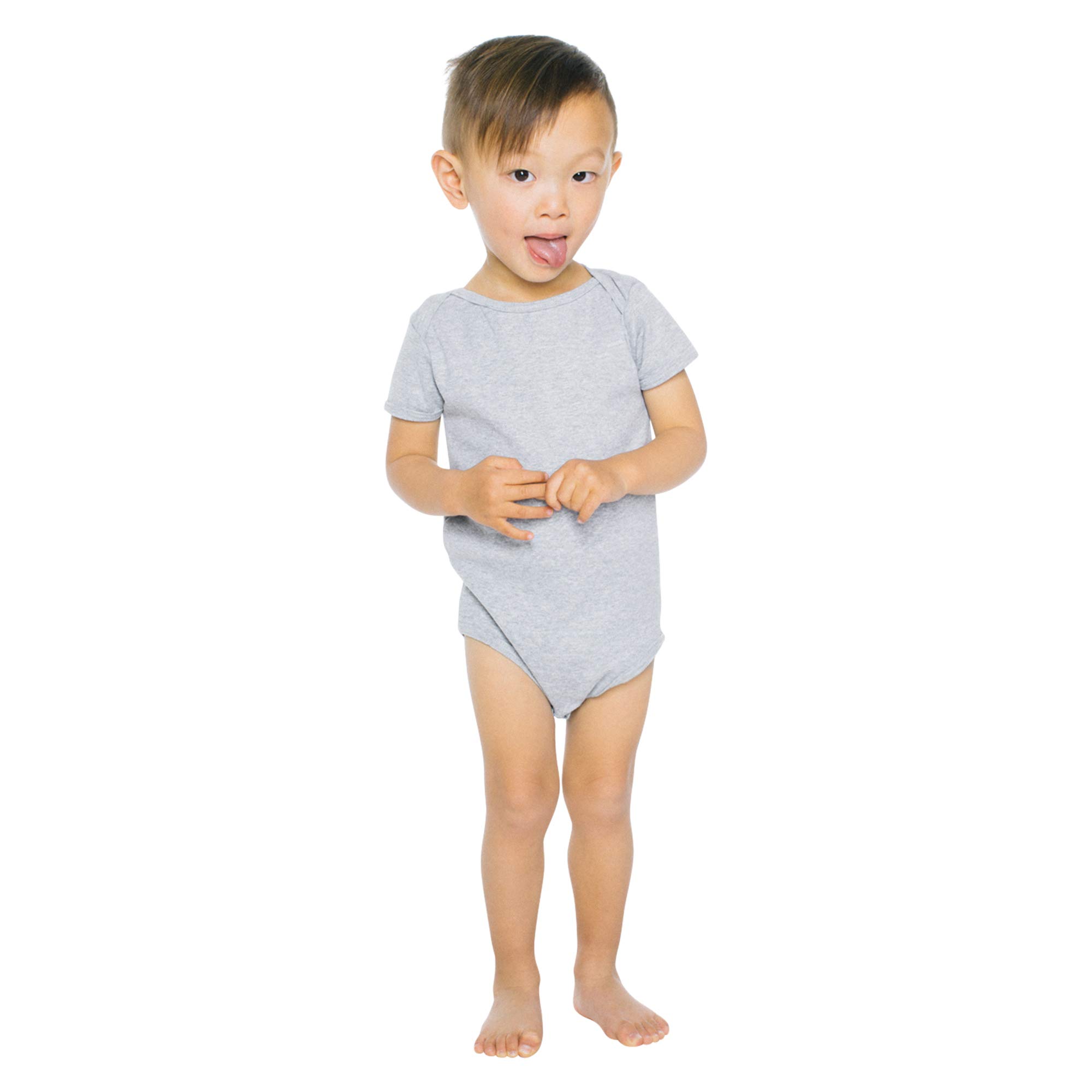 American Apparel Unisex Baby Rib Short Sleeve One-Piece, Heather Grey, 18/24 Months