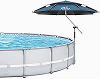 ECOPOOLTECH Above Ground Pool Umbrella - Adjustable UV 100+ Shade for Oval/Rectangular Frame Pools, Easy Tilt Patio Sunshade