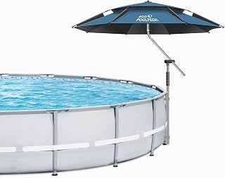 ECOPOOLTECH Above Ground Pool Umbrella - Adjustable UV 100+ Shade for Oval/Rectangular Frame Pools, Easy Tilt Patio Sunshade