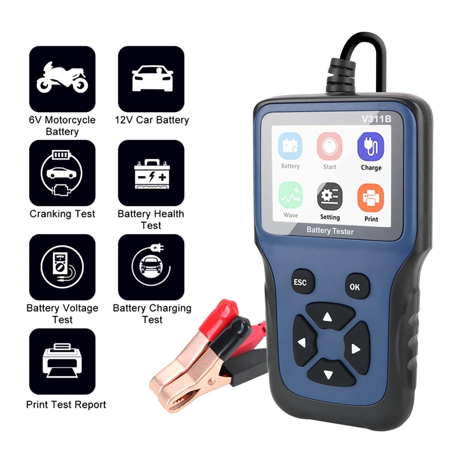 DELURA Détecteur De Batterie Automobile 12V Chargeur De Batterie De Voiture Testeur Analyseur Outil De Diagnostic Automatique Analyseur Outils Automobile