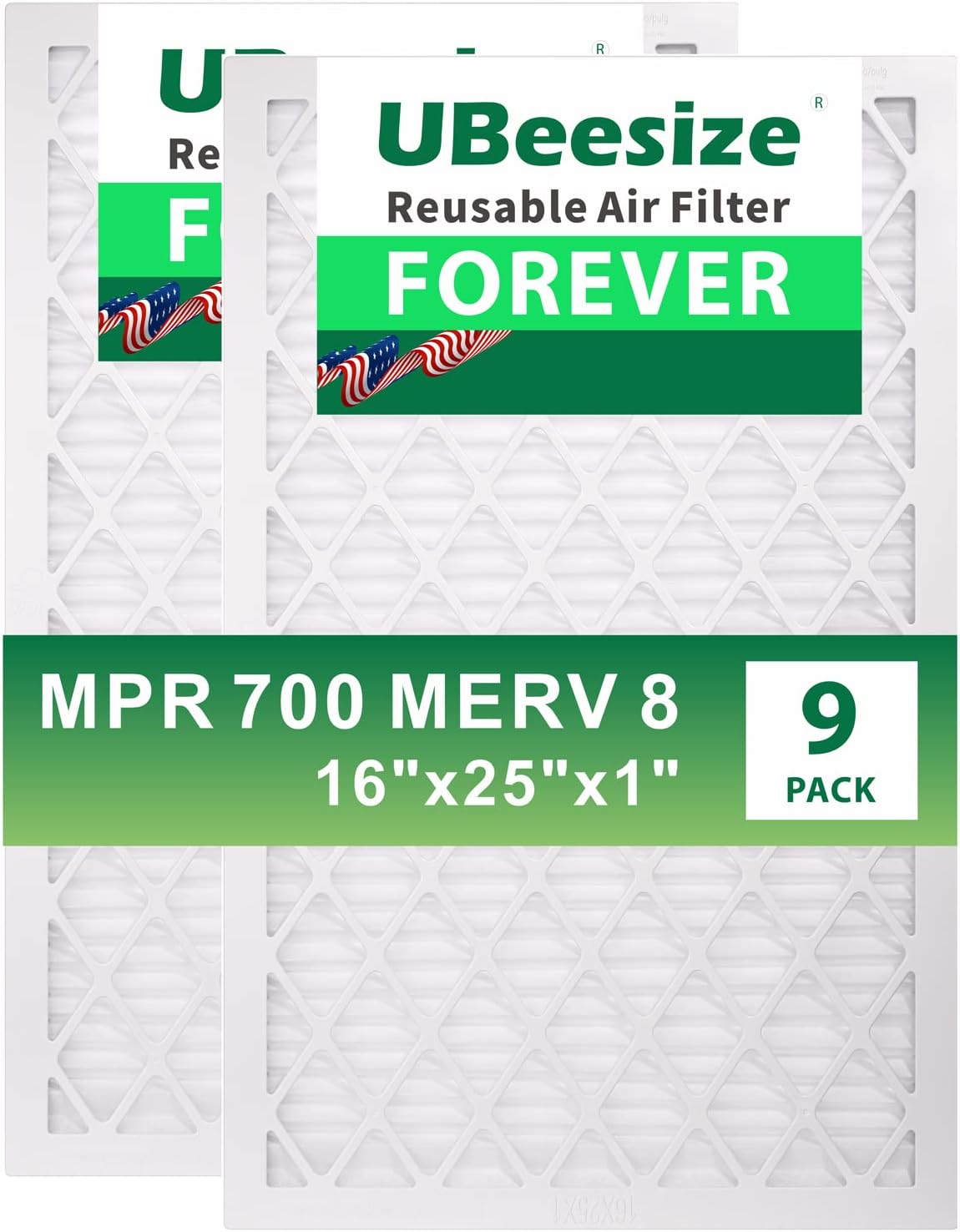 UBeesize Reusable Air Filters 16x25x1 (9 Pack) Furnace