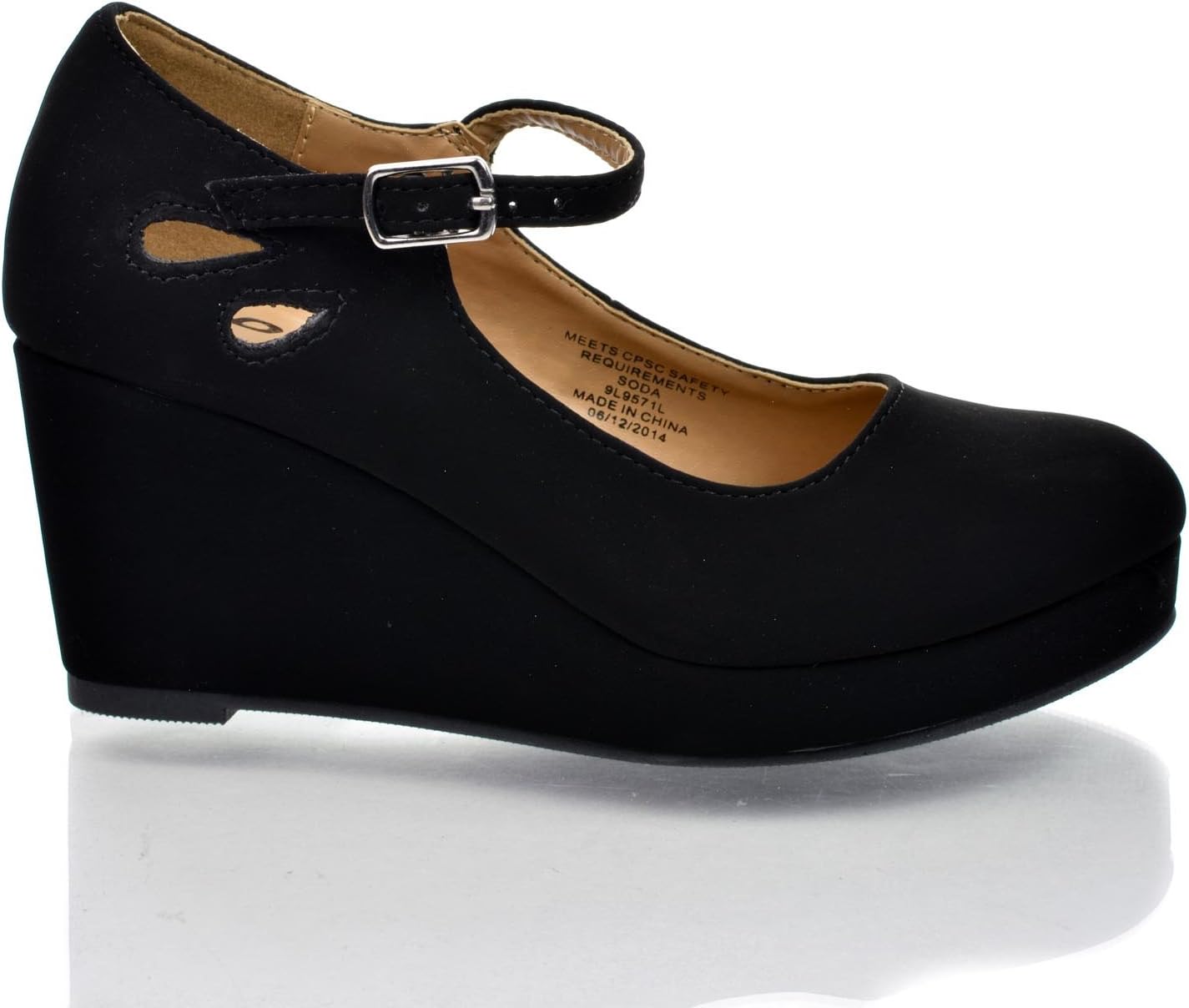 SODA Girl's Closed Toe Sandal - Platform Wedge Design