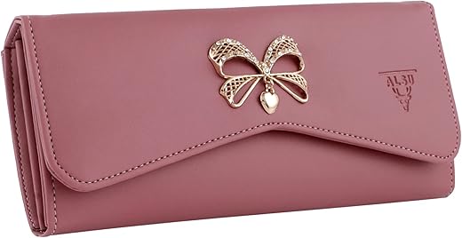 ALSU Women’s Peach Vegan Leather Hand Clutch Wallet Purse| 4 Card Slots_GDU-015pch