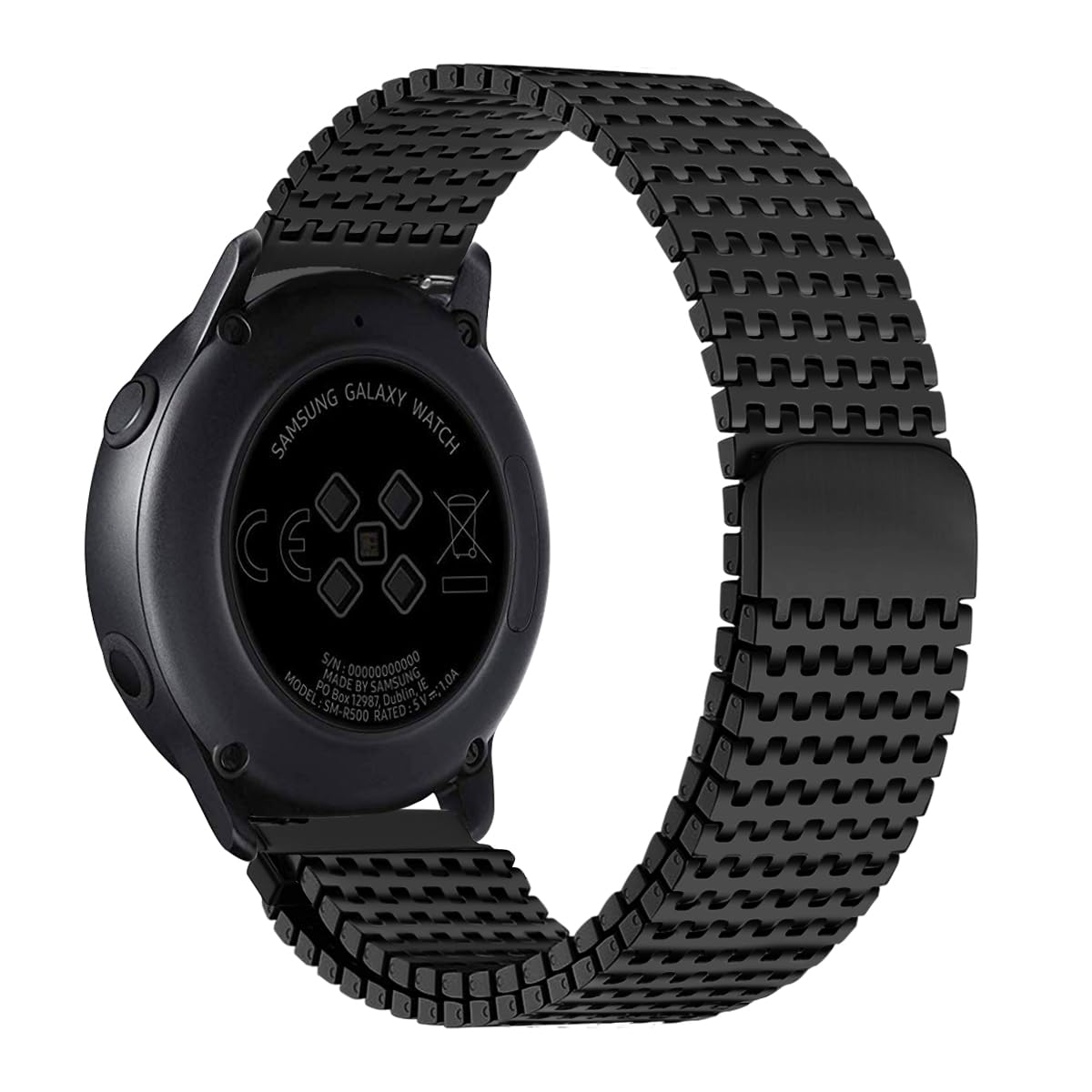 iBazal Compatible with Samsung Galaxy Watch 6/5/4 44mm 40mm/Galaxy Watch 5 Pro 45 mm/Watch 4/6 Classic 47mm 46mm 43mm 42mm/Watch 3 41mm/Active 2/Watch 42mm Band 20mm Metal Mesh Magnetic Strap - Black