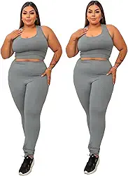 2 Conjunto Plus Size Calça Legging Cós Alto E Top Nadador