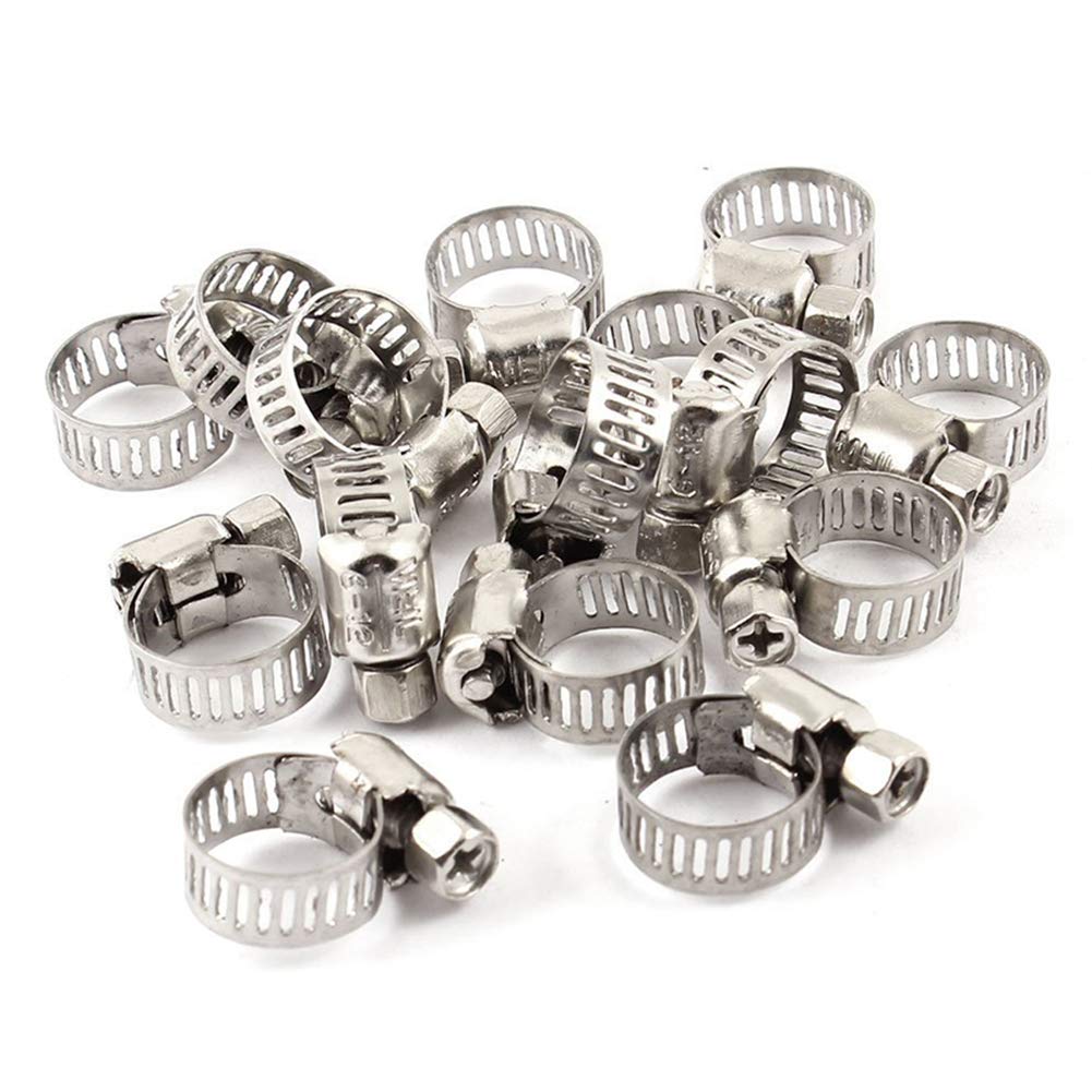 HaoL 80Pcs 8 Size Adjustable 8-44mm 304 Stainless Steel Worm Gear Hose Clamps Assortment Kit