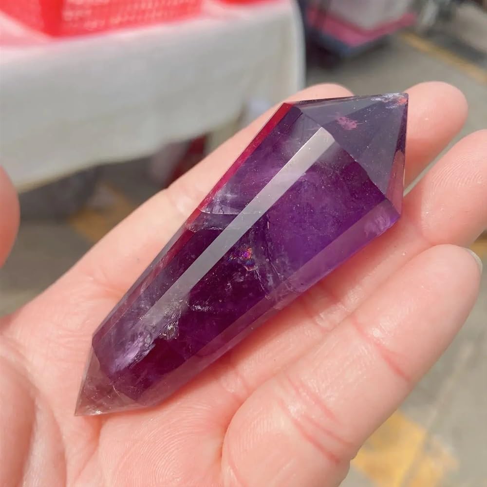 MDBJTCYZN Stone Amethy Vogel Style Quartz Crystal Wand 24 Sided Double Point Inspired
