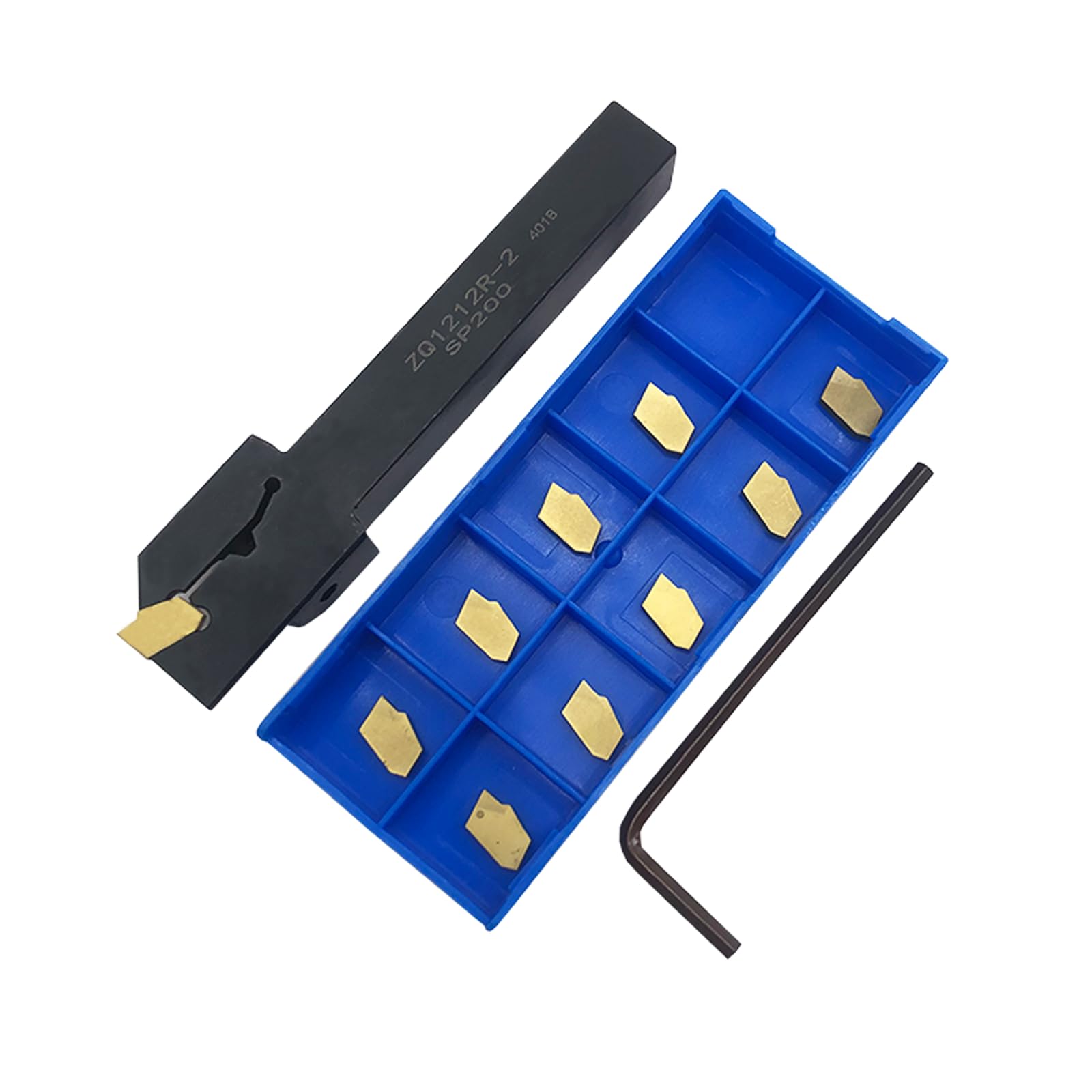 GBJ Grooving Slotting Tool Cut Off Lathe Turning Tool Holder 1/2inch Shank ZQ1212R-2, Grooving Cut-Off Tool with 10 pcsSP200 Carbide Turning Inserts Grooving Parting Blade