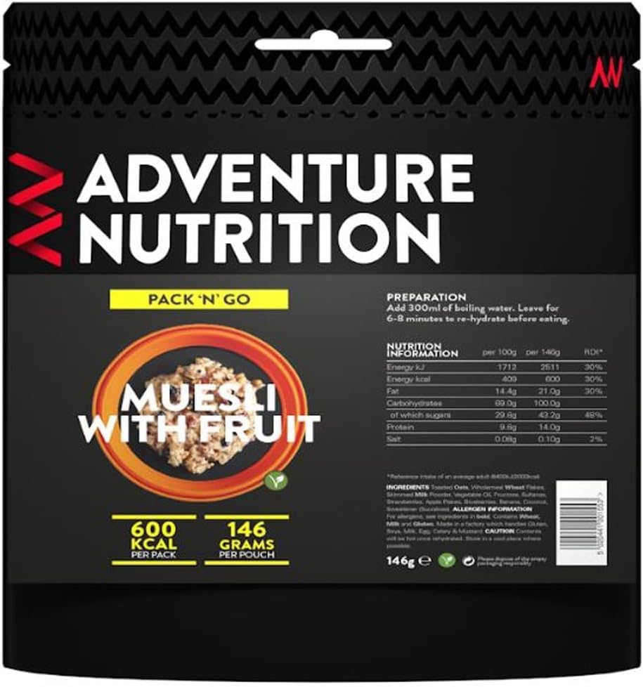 Adventure Nutrition Pack N Go Freeze-Dried Lightweight Food, 600 Kcal, for Adventurers, Hikers, Campers, Emergency Services, Mountaineers (1, Heathy Fruit Muesli) โ image 1