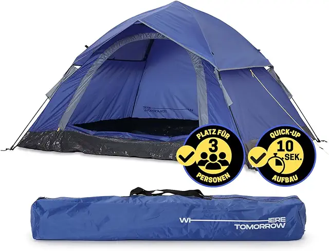 Lumaland Pop Up Zelt: 2-4 Personen Leichtes Wurfzelt für Camping & Festival