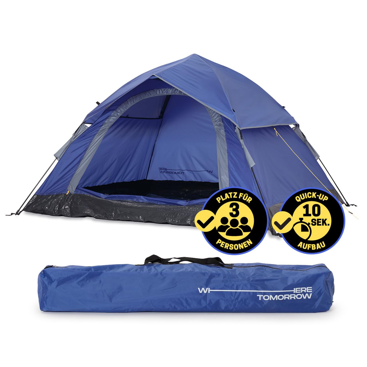 Lumaland Pop Up Zelt 2-3 Personen, Wasserdicht, Blau