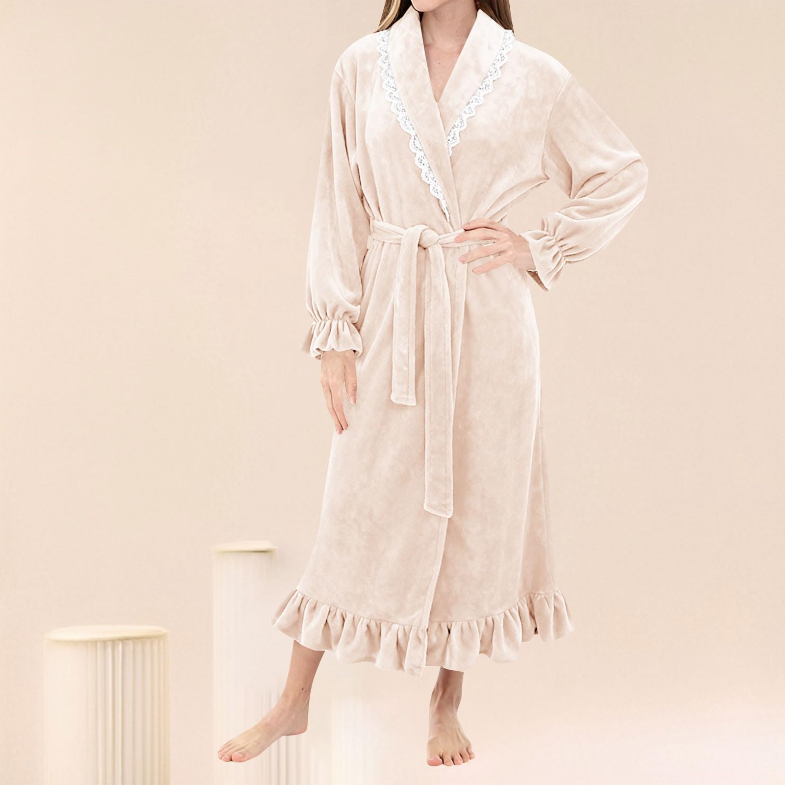 Accappatoio da donna, soffice, lungo, taglie forti