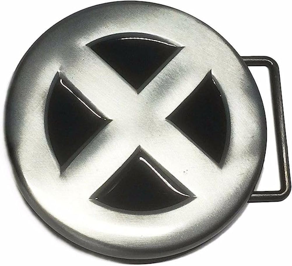 TCB Creations Classic Superhero Movie Men X Logo Silvertone Metal Belt Buckle