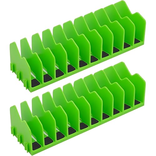 Plier Orgainzer, 2 Pack ​Pliers Orgainzer with Extendable Design & Non-Slip Rubber Base, Fits 3" H, 20 Slots Tool Drawer Storage for Pliers, Wrenches, Screwdrivers and More,Green
