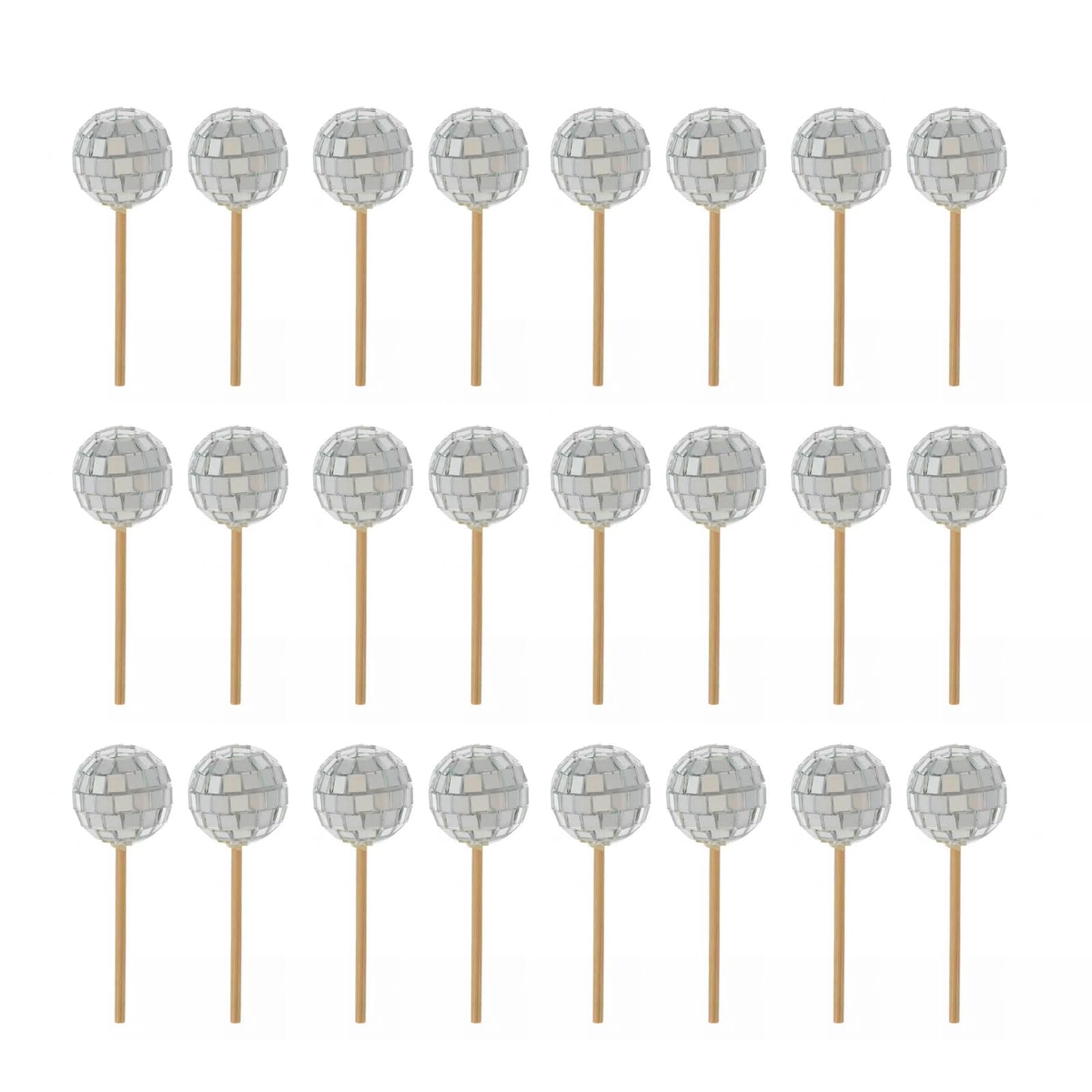 Tsophreniq 24Pcs Reflective Sphere Toppers for Cake Decoration Easy Install Ornament for Cupcake Birthday Cake Accessories Reflective Sphere Picks