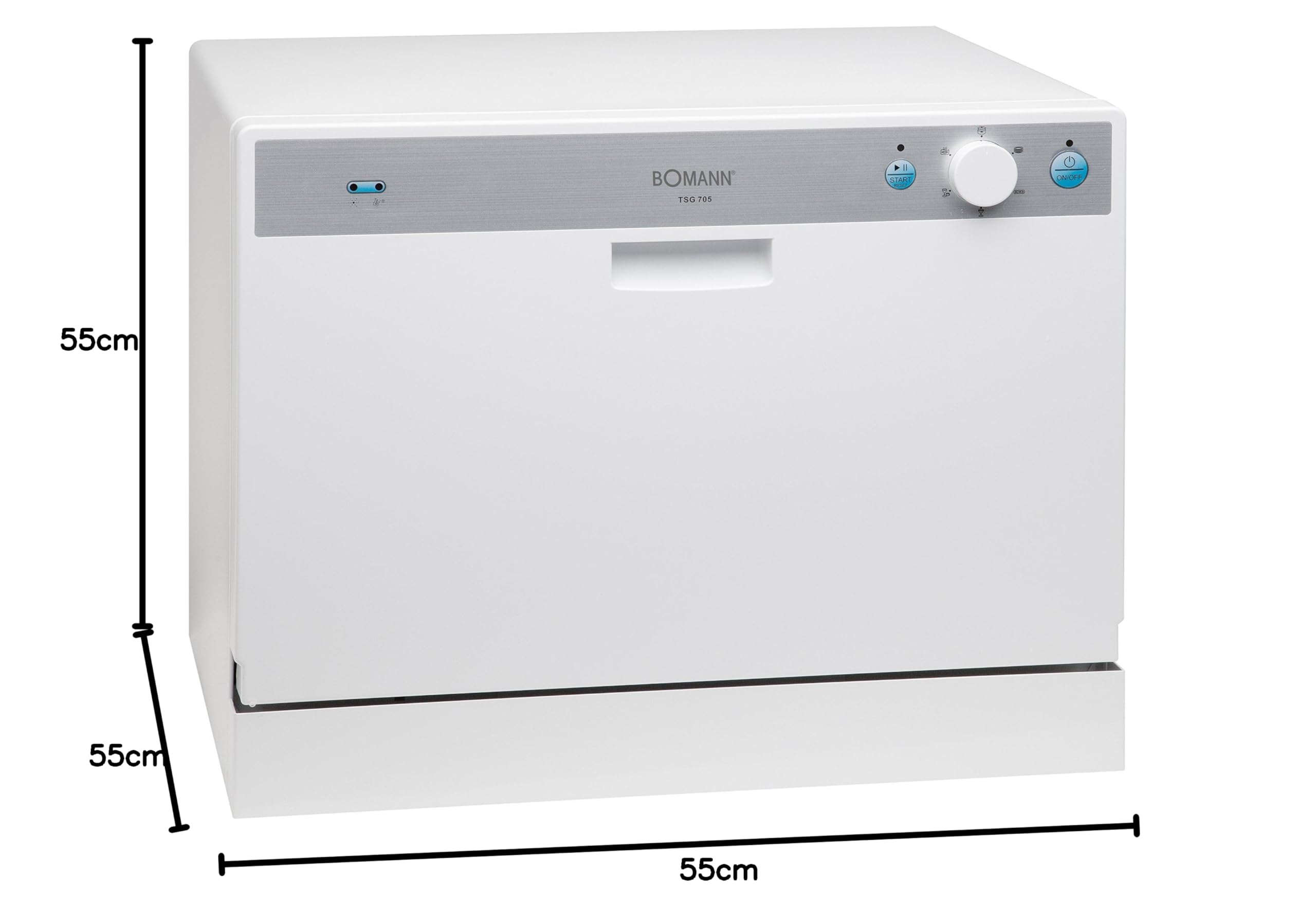 Bomann TSG 705.1 - mała zmywarka (AA, pojemność dla 6 usług, 55 dB), kolor biały