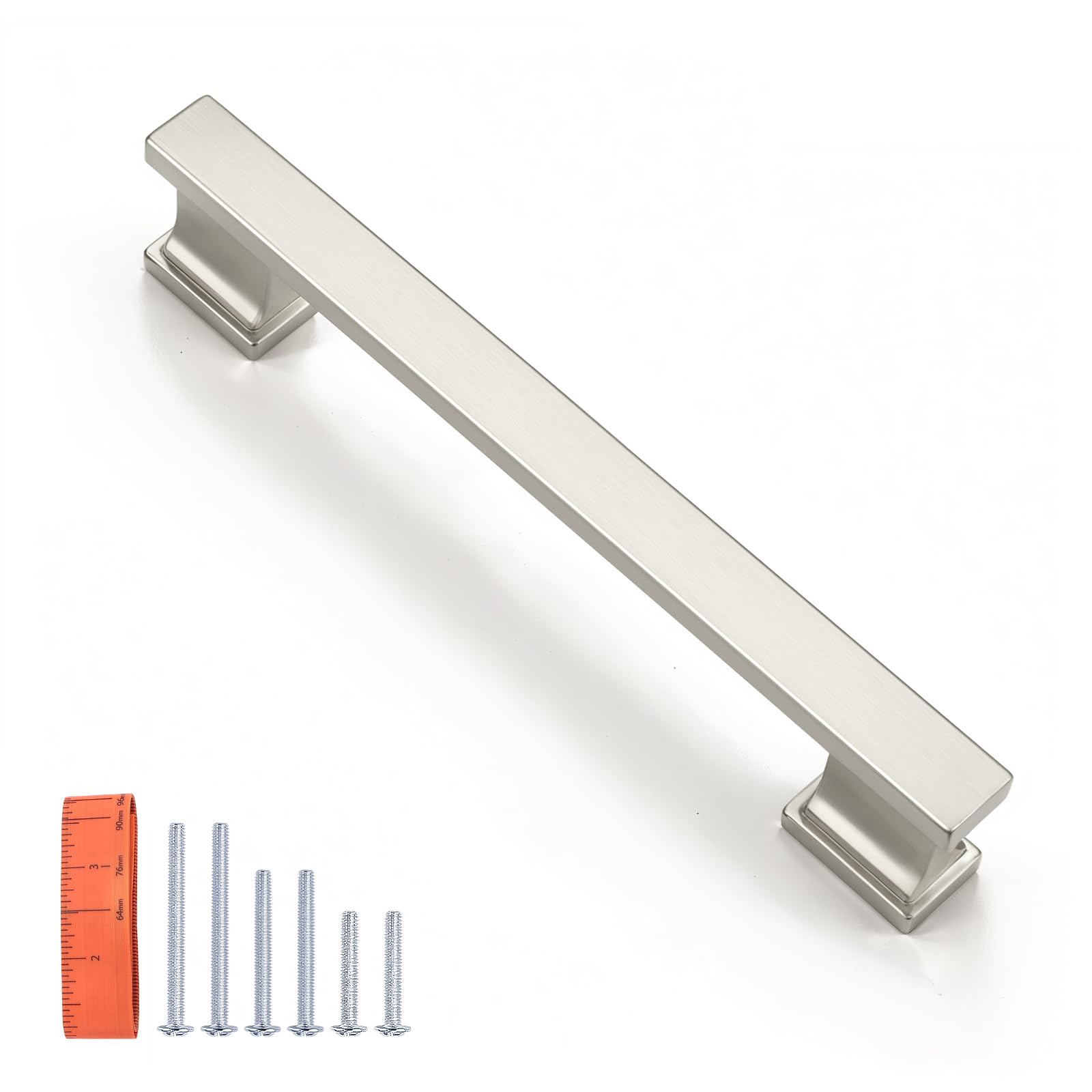 KNOBWELL 10 Pack Brushed Nickel Solid Cabinet Pulls 5 Inch(128mm) Hole Center Kitchen Cabinet Handles,Cabinet Hardware for Cupboard Drawer Pulls