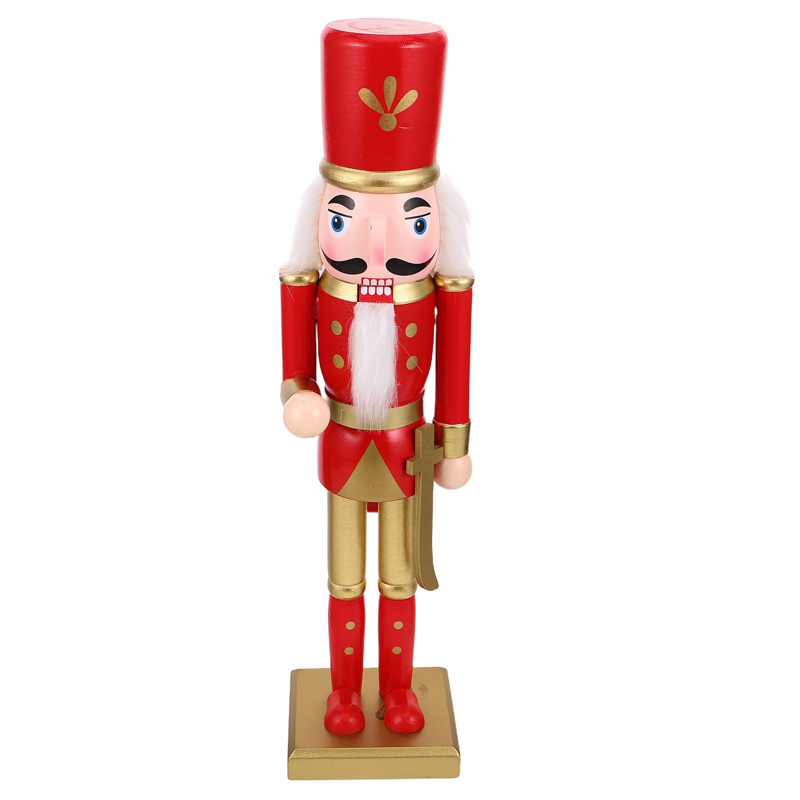 FRCOLOR 3 Pezzi Statuina Schiaccianoci Natalizia in Legno Rosso per