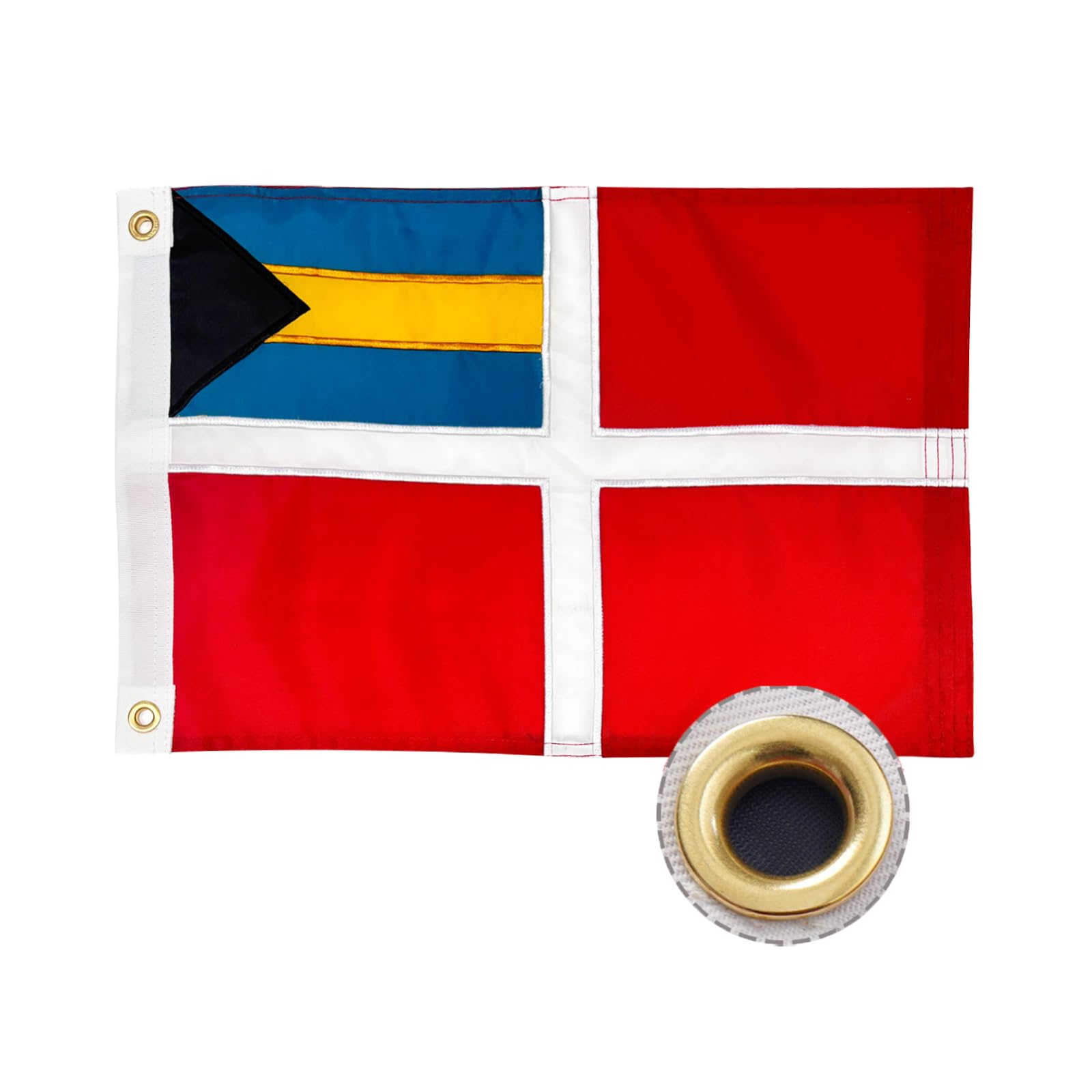 ROTERDON Bahamas Courtesy Flag 12x18 Inch, Embroidered Bahamas Flags for Boat, Vivid Color Bahamian Flag 12"x18", Heavy Duty Nylon Caribbean Flags National with Brass Grommets