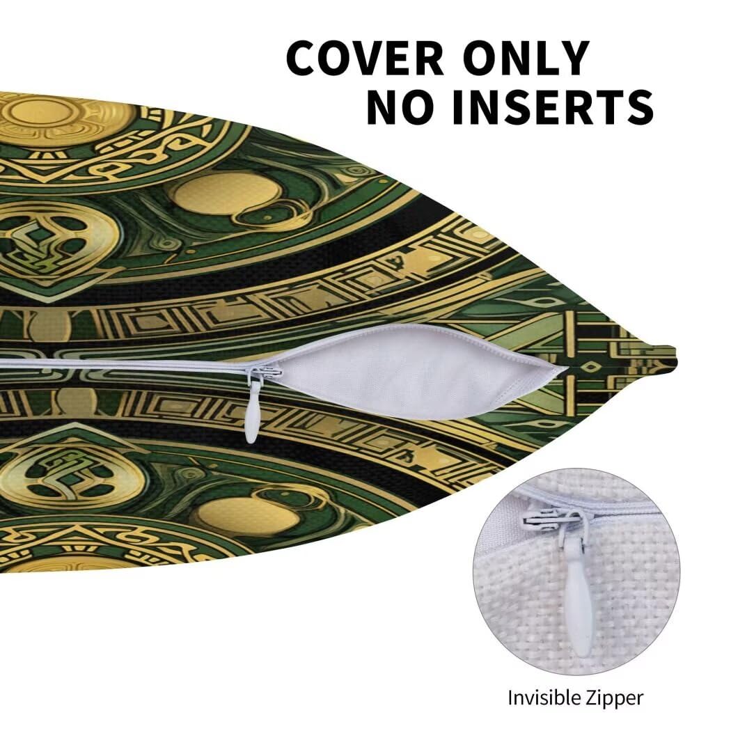 Kissenbezug 50x50 4er Set Leinen Kissenbezüge Goldgrün Dekorative Sofakissen Zierkissen Geometrisch Couchkissen Outdoor Kissen Zierkissenbezüge Deko Kissen für Sofa Schlafzimmer Wohnzimmer -LI12
