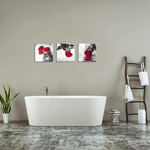 Miniatura 5 de NAN Wind Lienzo impreso, 3 piezas, arte de pared blanco y negro, decoración de pared de rosas, decoraciones abstractas, imagen de flores sobre