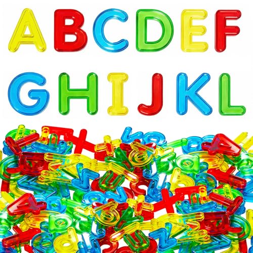Image of Bbiamsleep 52 Pcs Plastic Capital Letters Transparent Uppercase Letters | Colorful Translucent Letters Light Table Manipulatives for Sorting Counting Training Spelling