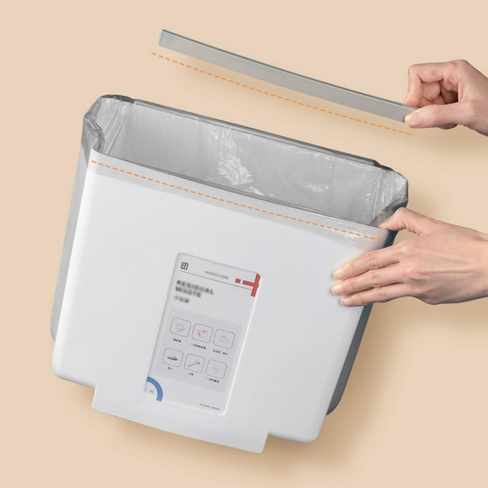 Bidone Portarifiuti Semplice spazzatura pieghevole BACK 2,3 GALLON PLASTIC PLASCING BACK CASH for la porta dell'armadio da cucina Piccola parete pieghevole a parete Bin, 4 colori Cestino Carta Stracci