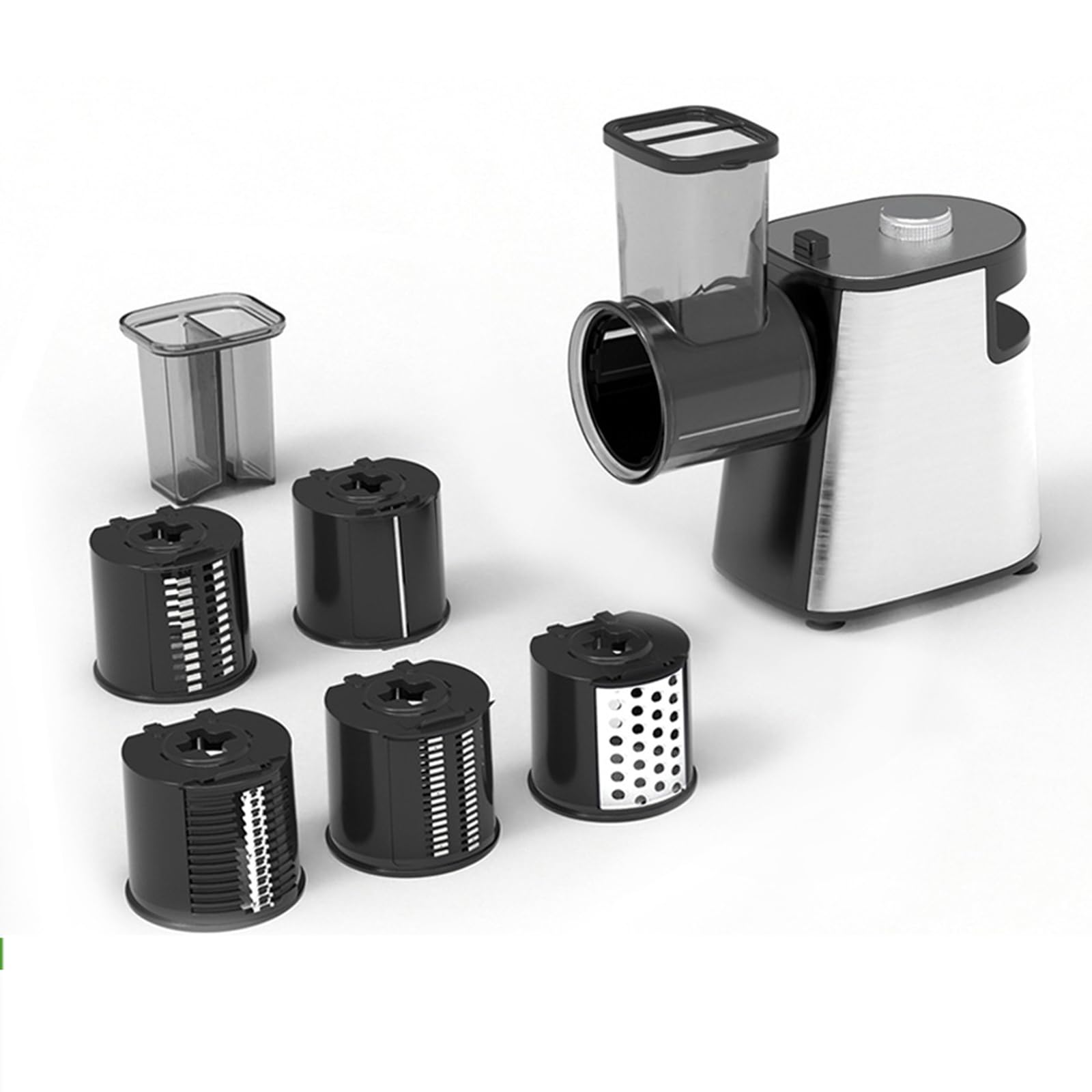 Grattugia elettrica Professionale per Verdure, affettatrice elettrica con 5 Lame in Acciaio Inox e Diametro di 7,5 cm, Tritatutto Multifunzionale per Frutta/Verdura/Formaggi
