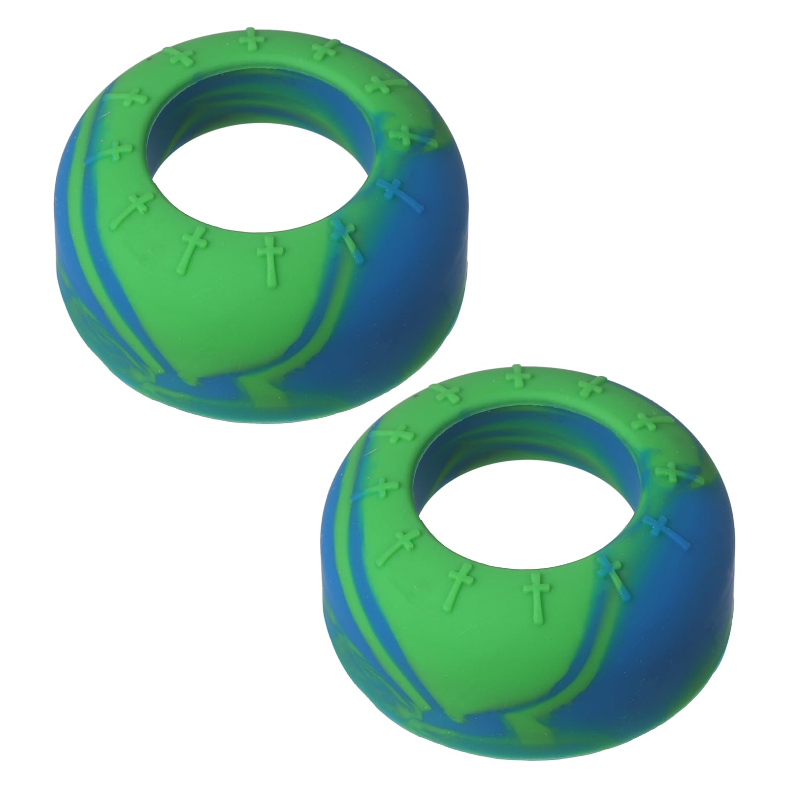 YELARXI Bat Grip Choke Up Ring, Pressure Baseball Rings Bat Knob Soft Silicone Grip Rings Improve Swing and Increase Control 2Pcs & Blue-green - Fit for (Baseball/Softball/Teeball)
