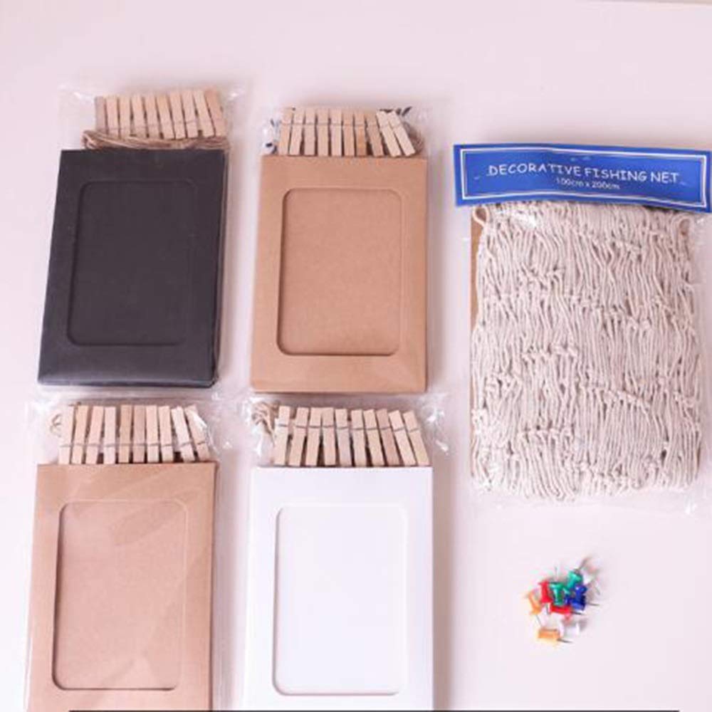 Dremisland Macrame Hangende Foto Display met 45 Clips DIY Foto Collage Lijsten Boho Houten Kralen Hangende Fotolijsten Meerdere Kerstbeelden Muur Decor voor Slaapkamer Woonkamer Tienermeisjes Cadeaus