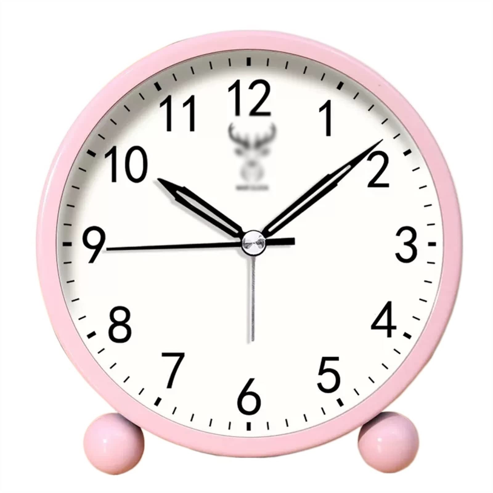 FDEFIRTFG Alarm clock, 4" Battery Operated Analog Alarm Clock,Small Silent Bedside Desk with Night Light(Pink)