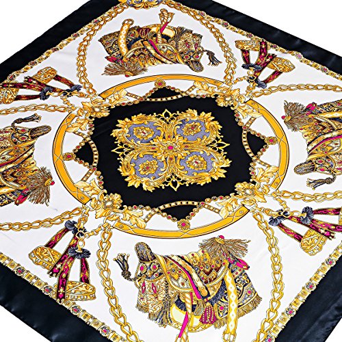 YOUR SMILE Silk Like Scarf Women's Fashion Pattern Large Square Satin Headscarf Headdress - Image 3