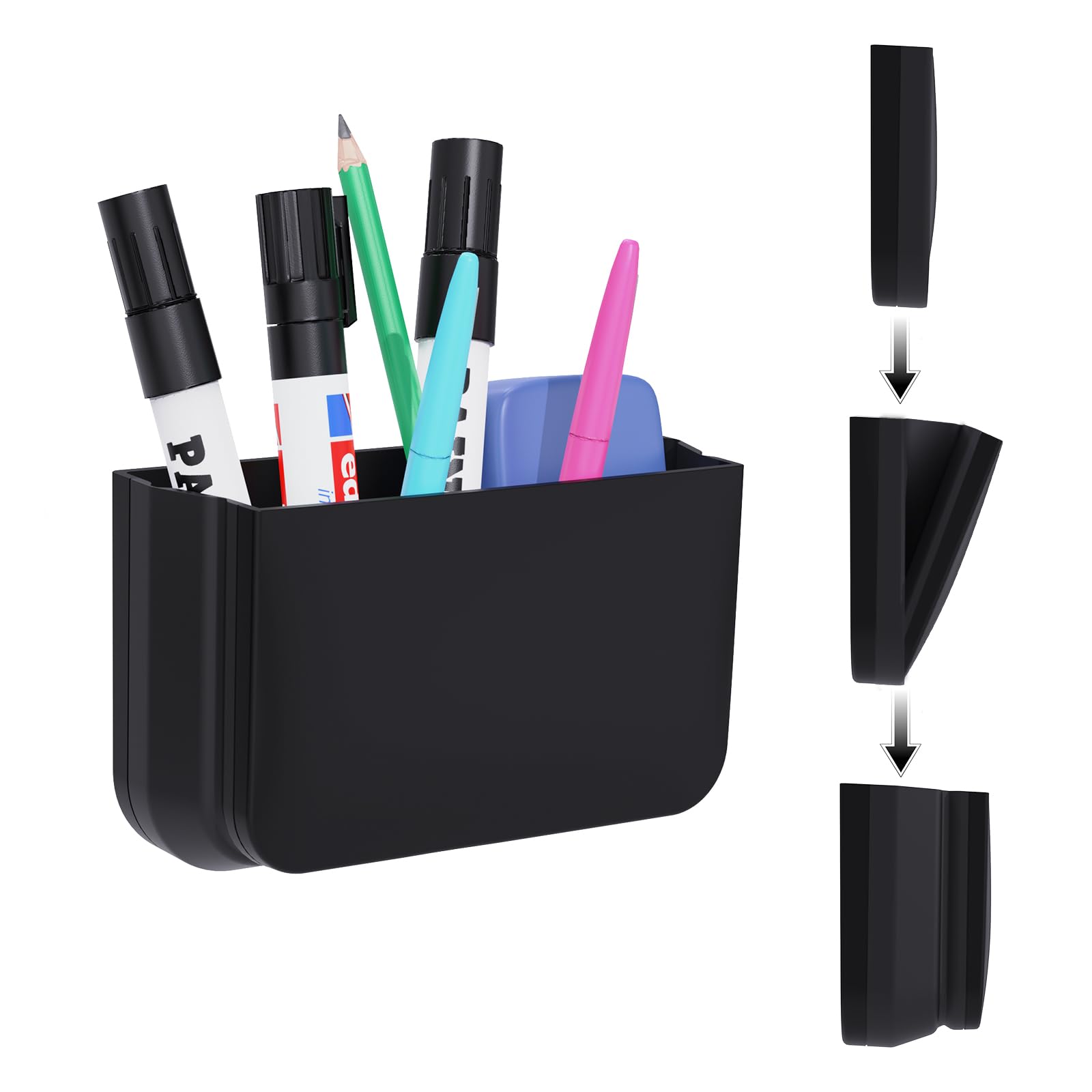 Magnetic Foldable Pen Holder, Magnetic Dry Erase Marker Pencil Holder, Strong Magnet Remote Holder Storage Organizer for Office, Whiteboard, Locker, Home Refrigerator, Desk Accesso image 1