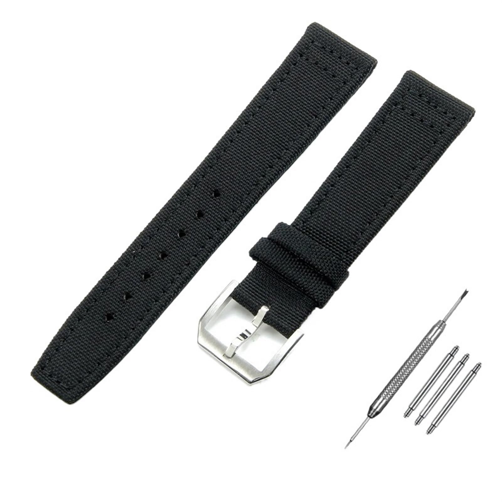 20mm 21mm 22mm Nylon Canvas Cinturino per IWC PILOT Portogallo PORTOFINO Cinturino in Tessuto Fibbia Pieghevole Cintura in Pelle di Vacchetta, 22mm, Agata