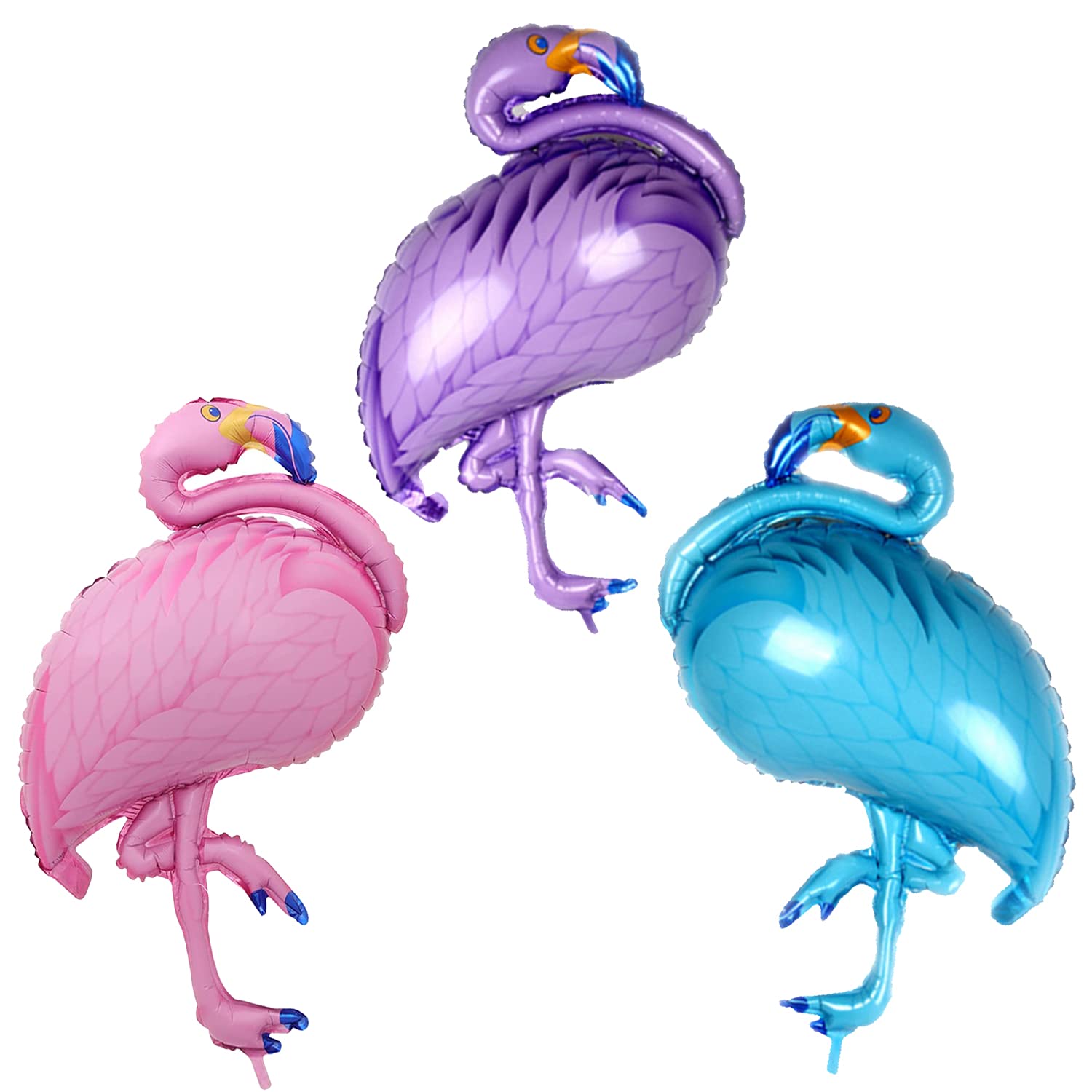 RasuDecor 3pcs 41” Giant Flamingo Foil Balloons - Pack of 3, Flamingo Birthday Baby Shower Anniversary Party Supplies | 41 Inch Foil | Theme Decorations Girls Women Kids PINK-BLUE-PURPLE #RasuImpex (41"Flamingo-Pink-Blue-Purple-3)
