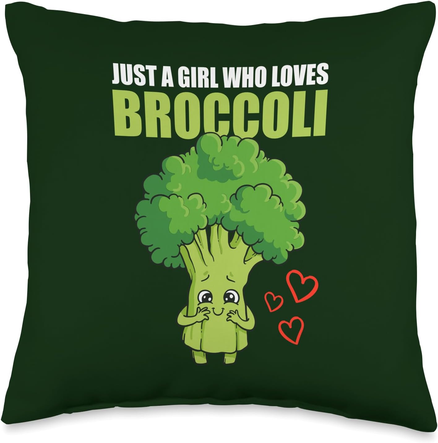 Just A Girl Who Loves Broccoli Green Funny Vegetable Veggie Throw Pillow