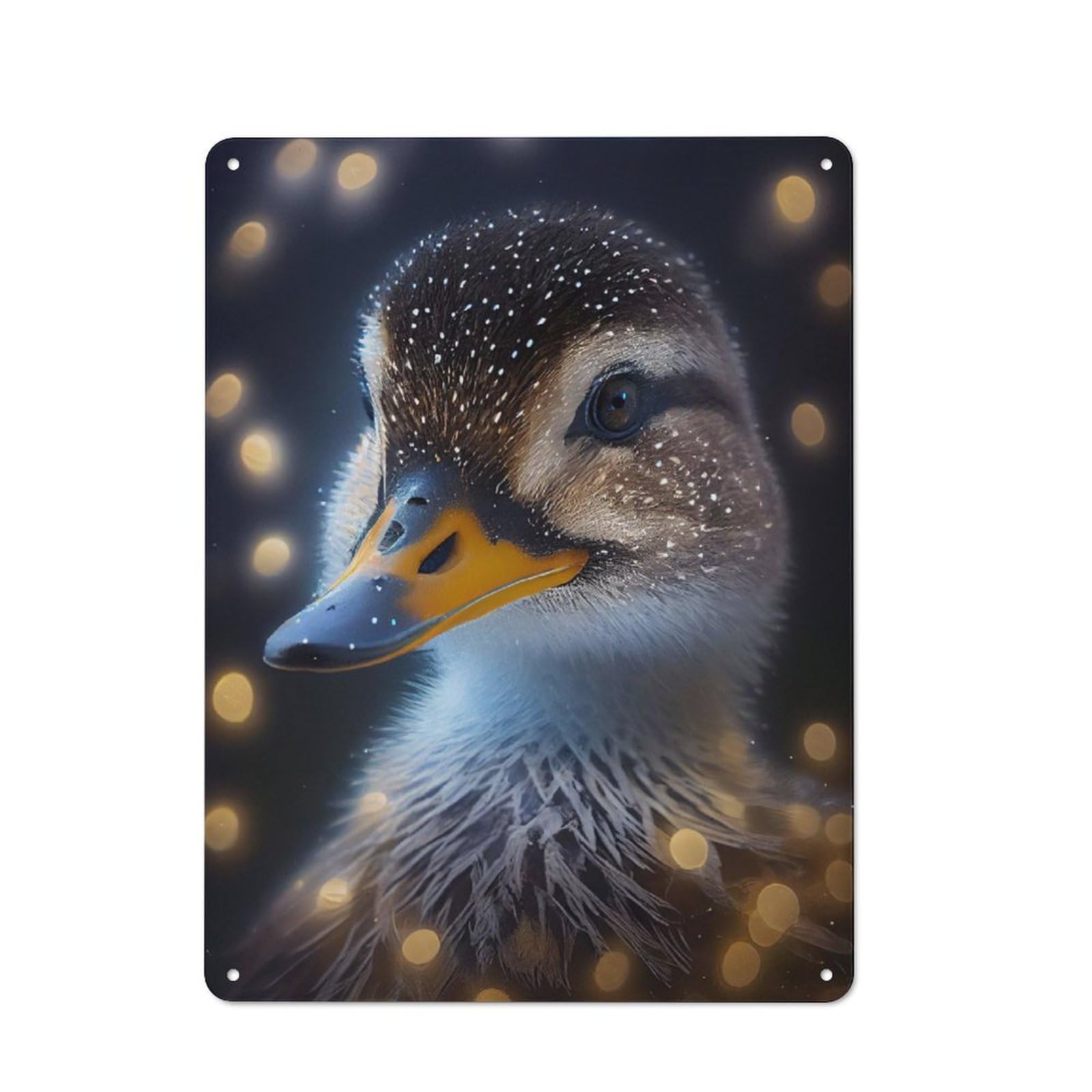 Junmoney Duck Lighting Retro Tin Wall Plaque 40X30cm For Studio Or Craft Room, Winter Wall Decor For Creative-Space Collectors