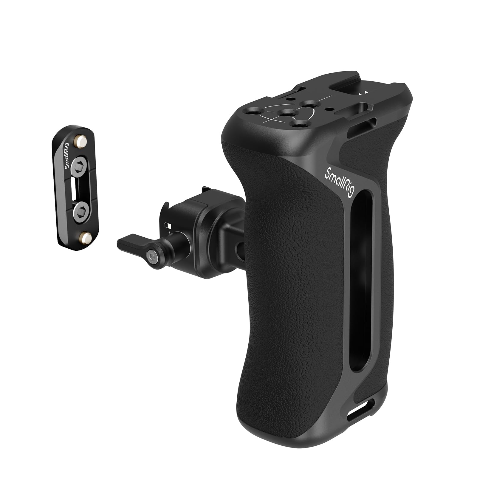 SMALLRIG Empuñadura Lateral de Aluminio con Pinza NATO, Agarre Ergonómico Universal con Rosca 1/4"-20, Zapata Fría, Ajuste Vertical 36mm, Incluye Riel NATO - 5952