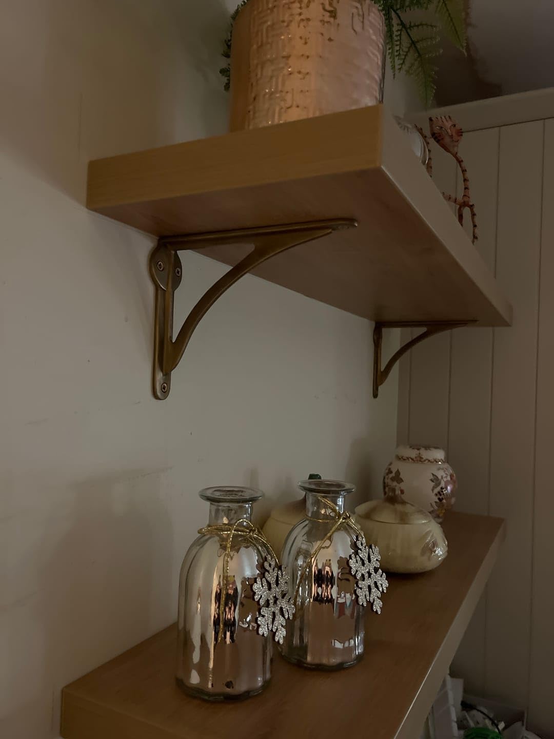 Decorative Brass Shelf Bracket | Antique Shelf Bracket for Shelving Modern L Shaped Design | Heavy Duty, Modern Shelf 6 Inches ( Pack of 4 )