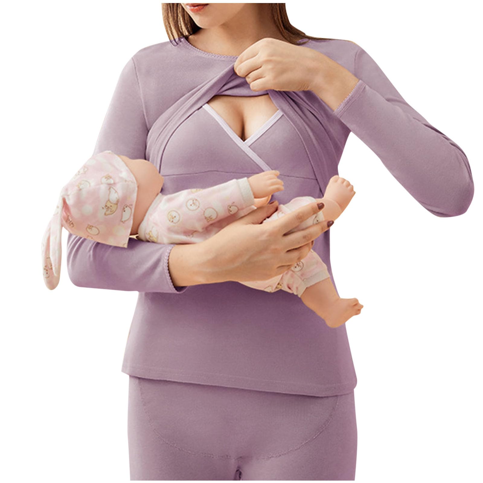 Premaman Allattamento Biancheria Intima Termica Donna Maglia Lunga Donna Gravidanza Maglie Premaman Donna Magliette Manica Lunga maternità Abbigliamento Pullover Inverno