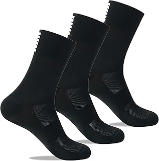GERZHIUBN Men's Cycling Crew Socks 3-Pack Biking Bicycle Socks Breathable Mountain Road One Size