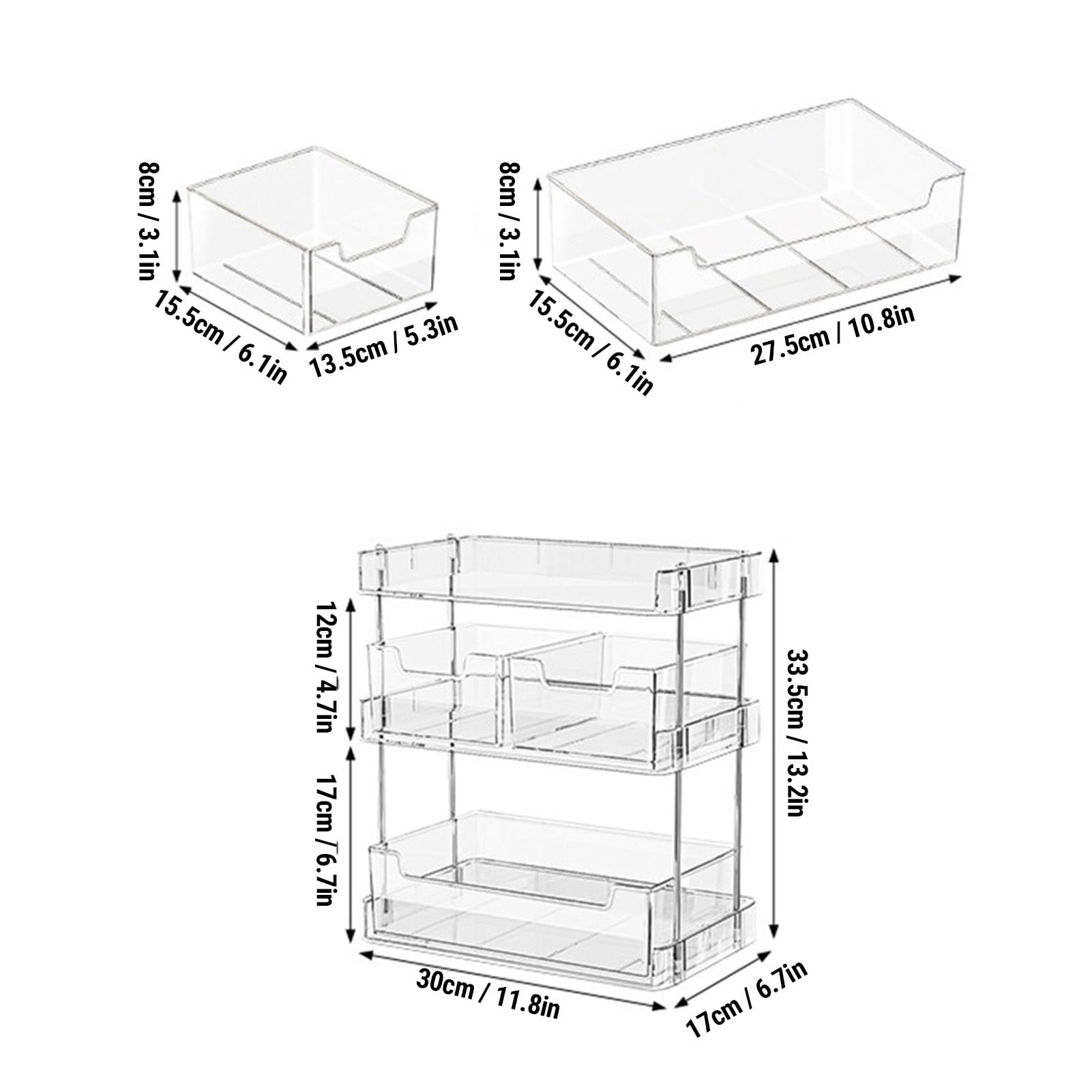 Generic Organizador de Bolsas de té, Diseño Transparente Multifuncional con Almacenamiento de 3 Niveles para Cocina, Baño, Estación de café, 33,5x17x30cm (Diseño de 3 niveles.)