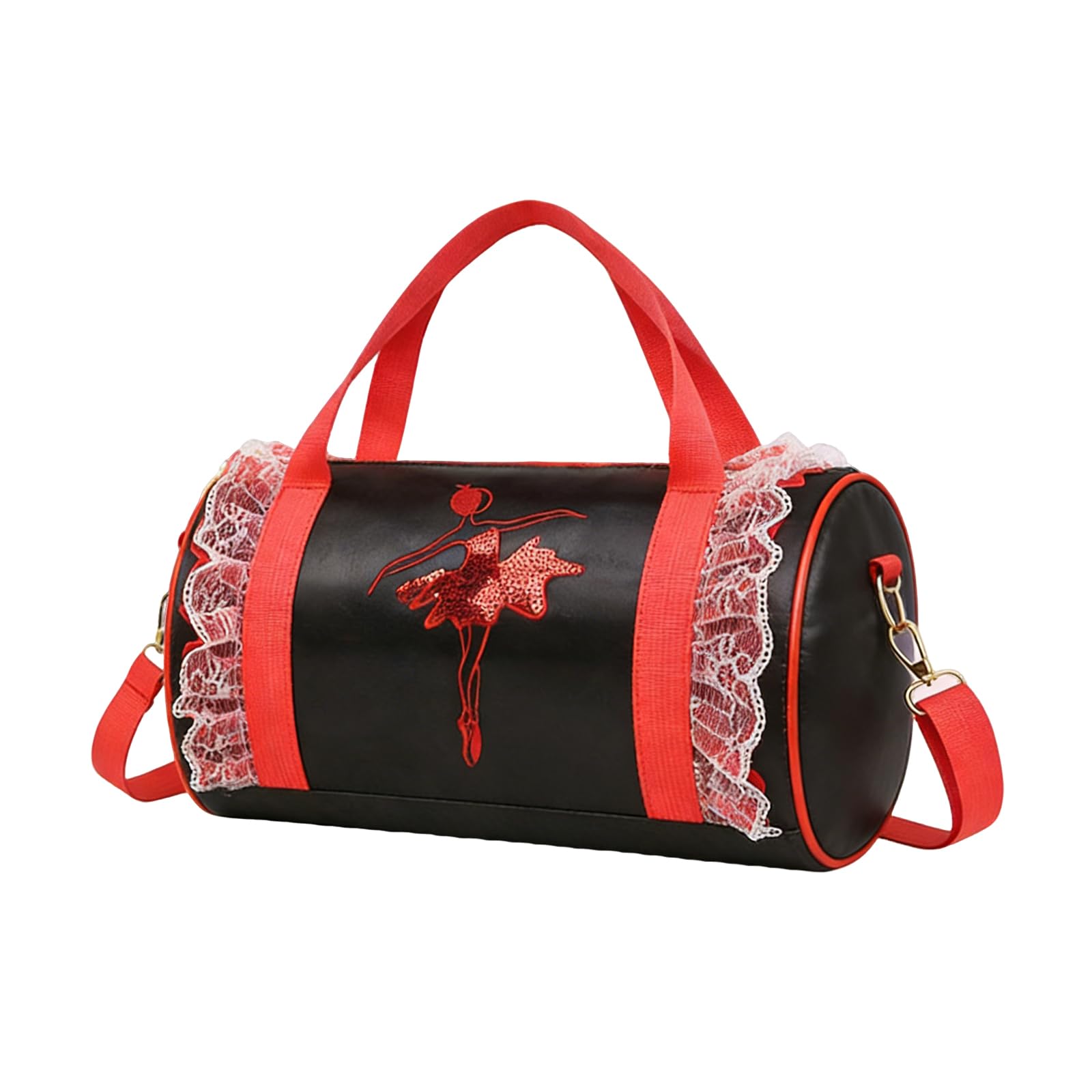 hwoehyo Pink Ballet Dance Bag for Children Adjustable Shoulder Crossbody Sports Bag Shoe Storage Sparkle Ballet Class Organizer for Dance Lessons Performances Practice (Black)
