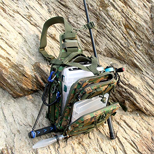 Blisswill Angelrucksack, große Angeltasche, für draußen, wasserabweisender Angelrucksack mit Rutenhalter… – Bild 7