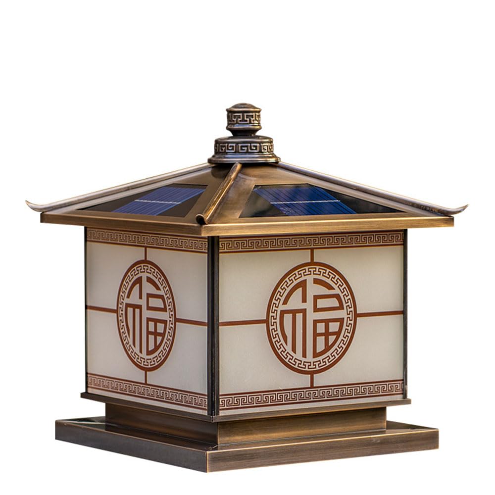 Knbvfhg Multicolor Patio Lantern Column Lamp Post Cap Light Vintage Deck Post Lamp Auto On/Off 4 Modes Led Solar Pillar Lamp Ip54 Waterproof Outdoor Post Lamp Lighting Fixture Walkway, Driveway, Patio, Porch