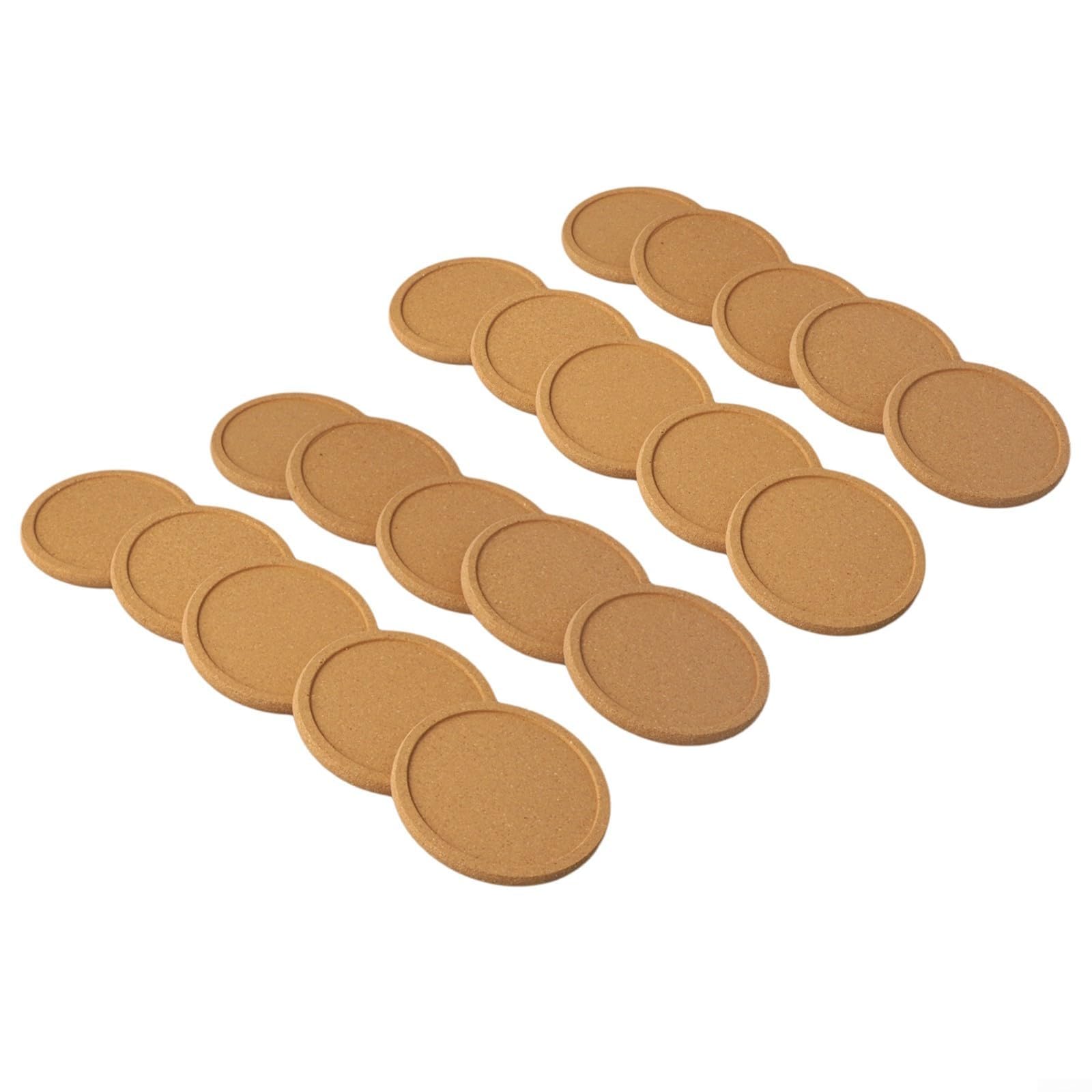 Korkuntersetzer für Kaffee, Tee, Weingläser, runde Holz-Tischmatten mit natürlichem Finish, schützt Oberflächen vor Hitze und Kondensation (20 Stück)