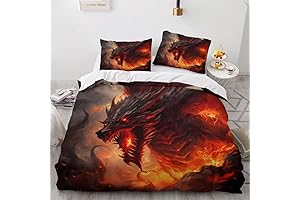 Dragon Duvet Cover Full Size Set: Bed in Fiery Grandeur
