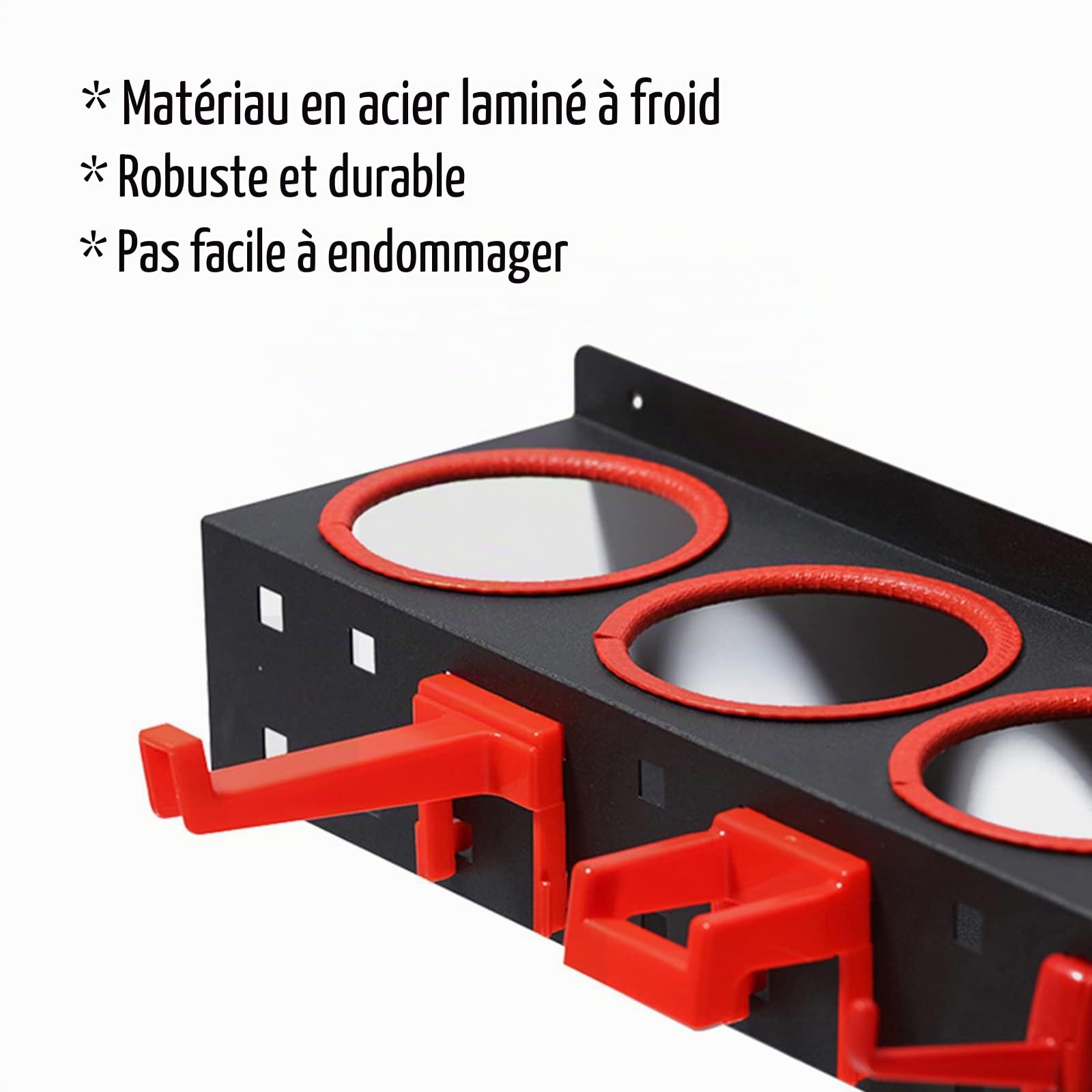Support mural pour flacon pulvérisateur – Support en acier de qualité supérieure avec 5 crochets, diamètre 83 mm, outils de garage, rangement d'atelier de jardin