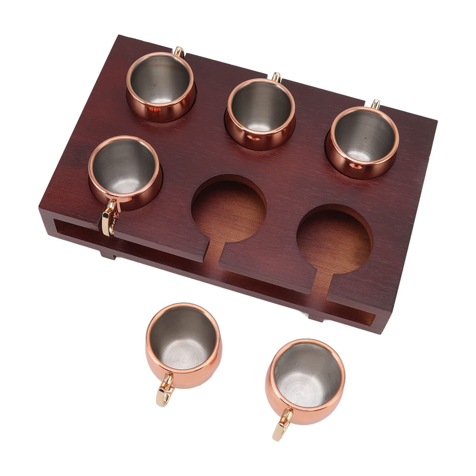 2oz Moscow Mule Mugs Set Stainless Steel and Wood Thermal Insulation Long Service Life Refrigerated Longer Suitable for Bars Hotels Restaurants with Shelf for Bar