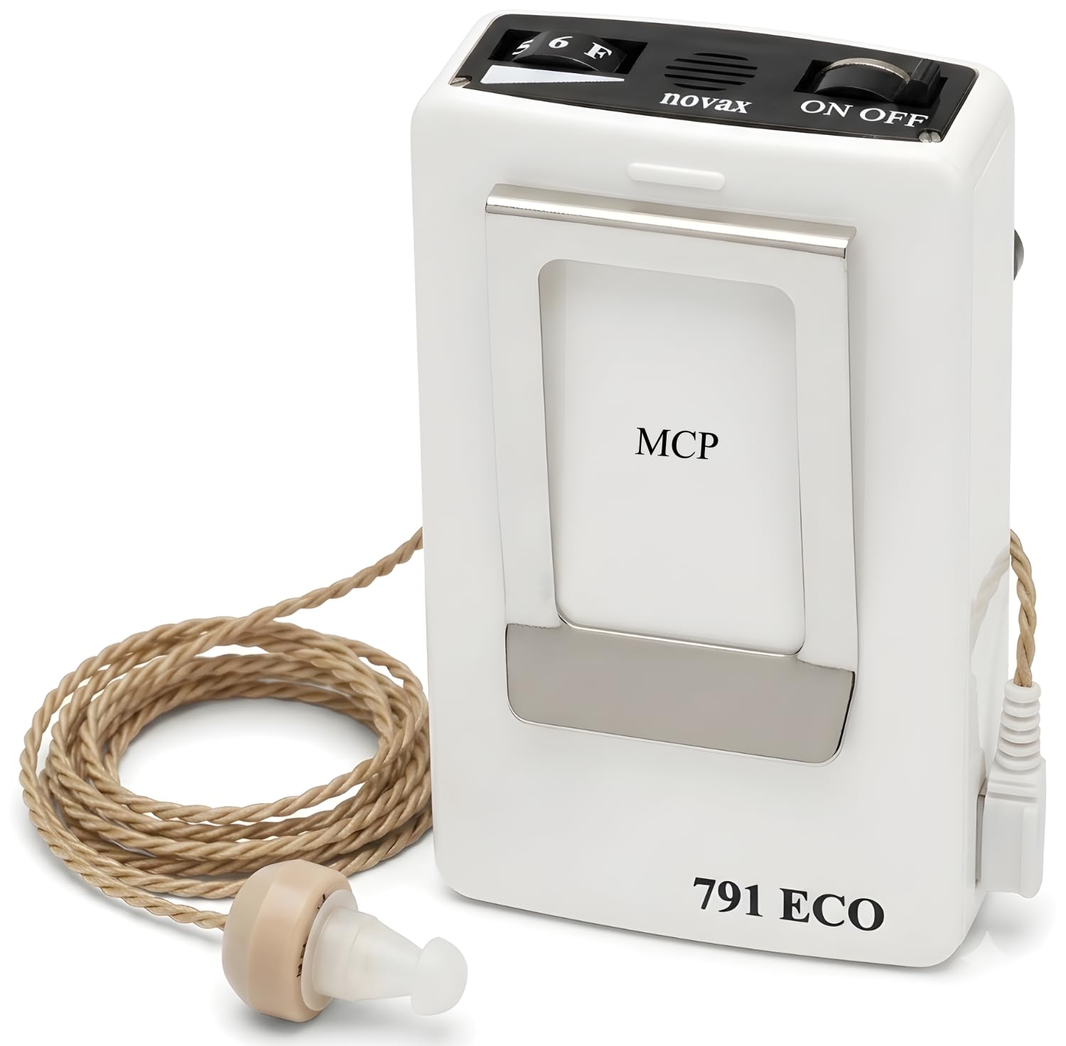 MCP Novax Eco 791 Pocket Hearing Aid Instrument 6 Channels, White
